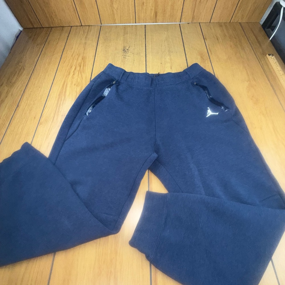 Jordan Navy Blue Mesh‎ Lined Jogger Sweatpants Womens XL Jumpman Zipper Pockets